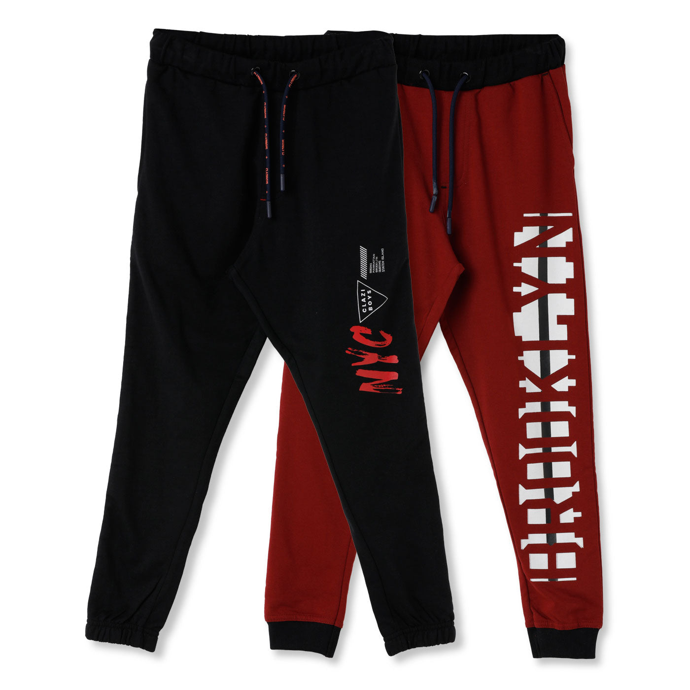 Claziboys Cotton Joggers for boys Pack of 2 pcs Clz aw jg 11 j 12 Cbo Red black