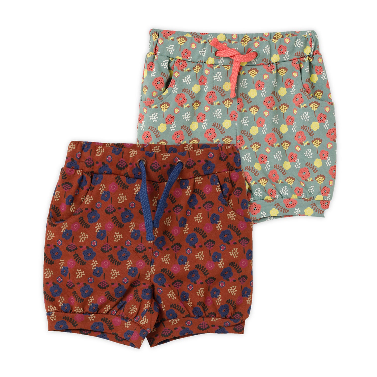 Blissberry Cotton Trendy Shorts for Girls Pack of 2 Pcs Bbk-aw-b08 Cbo Green/brown