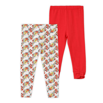 Blissberry Fashion Cotton leggings for Girls Pack of 2 Pcs Bbk-aw-b10 Cbo Red/white