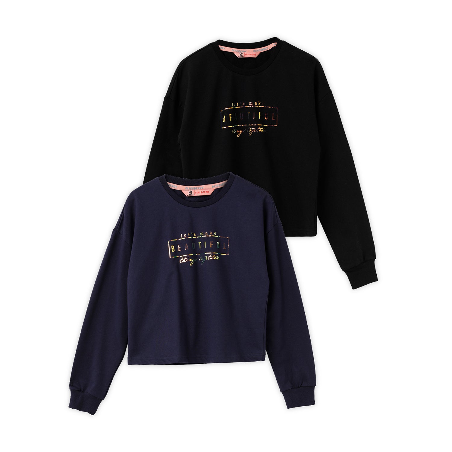 Blissberry Cotton Sweatshirt for Girls Bbk-aw-b26 Black/navy