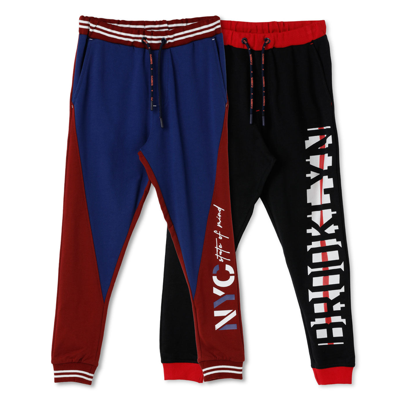 Claziboys Cotton Joggers for boys Pack of 2 pcs Clz-aw-jg-10-j-13 Cbo Red/black