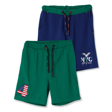 Claziboys Cotton Shorts for boys Pack of 2 Pcs Clz-aw-sh-08/09 Cbo Navy/green