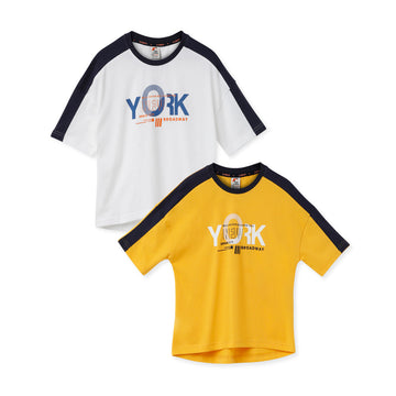 Claziboys Cotton Round Neck T Shirt for boys Pack of 2 Pcs Clz-aw-t01 Cbo White/yellow