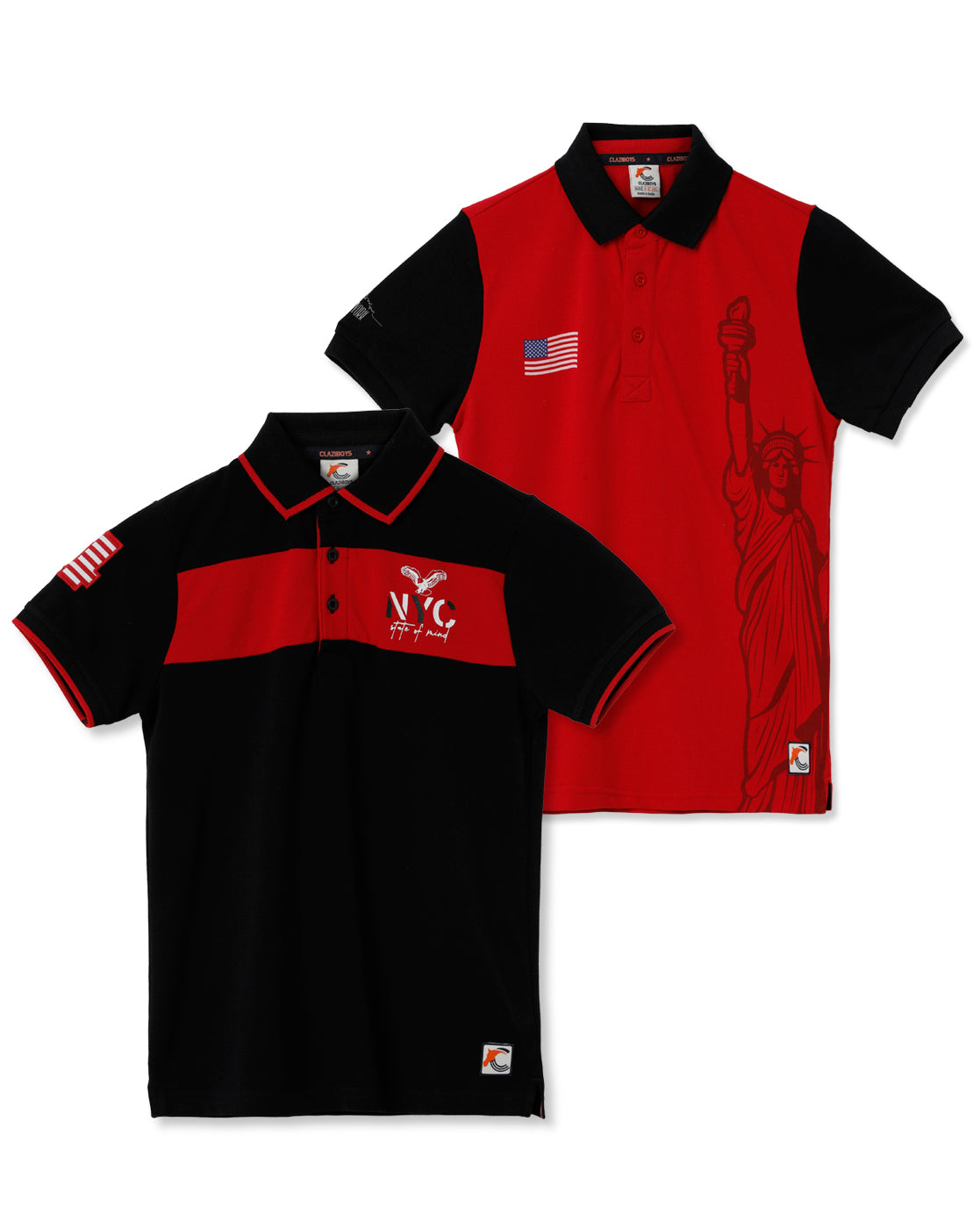 Claziboys Cotton Polo T Shirt for boys Pack of 2 pcs Clz-aw-p-06-p07 Cbo Black/red