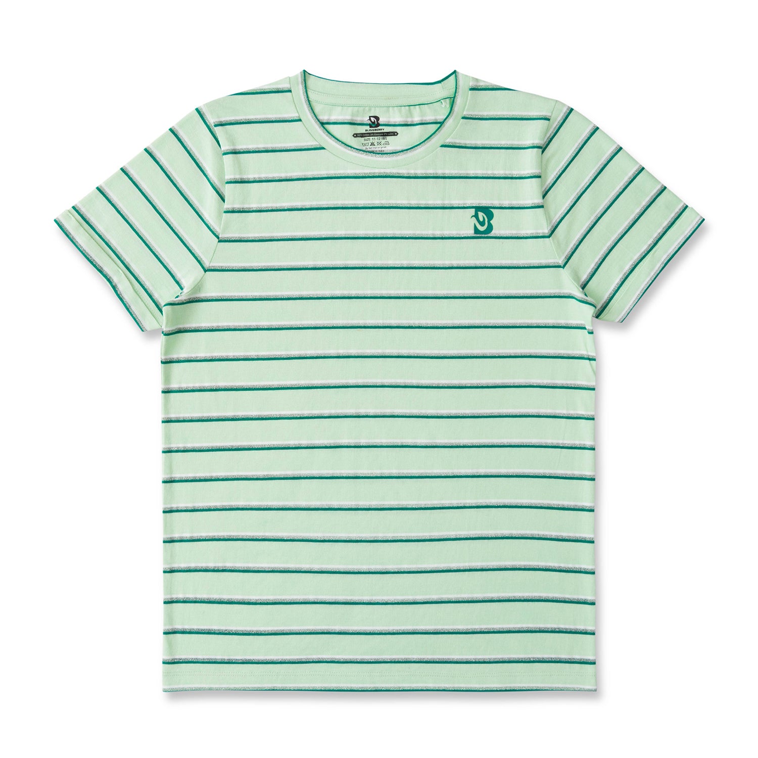 Blissberry Casual Striped Fashion Tops For Girls-BBK-YDT-01 GREEN-MINI