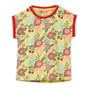 Blissberry Cotton Round Neck Tees for Girls Bbk-aw-t14 Yellow