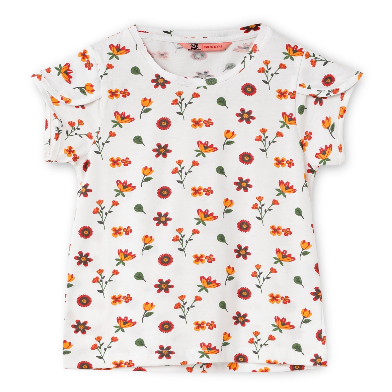 Blissberry Cotton Round Neck Tees for Girls Bbk-aw-t-03 White