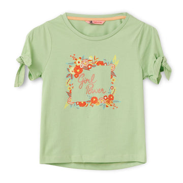 Blissberry Cotton Round Neck Tees for Girls Bbk-aw-t-02 Green