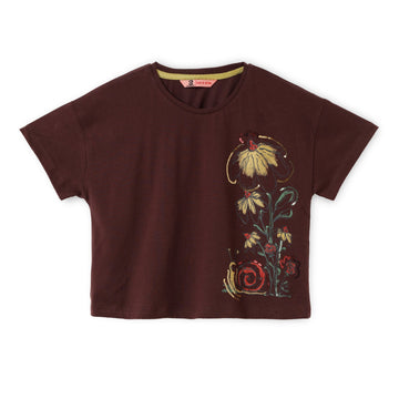 Blissberry Cotton Round Neck Tees for Girls Bbk-aw-t17 Purple