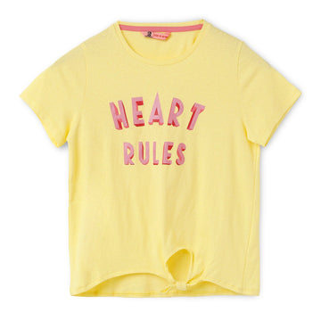 Blissberry Cotton Round Neck Tees for Girls Bbk-aw-t21 Yellow