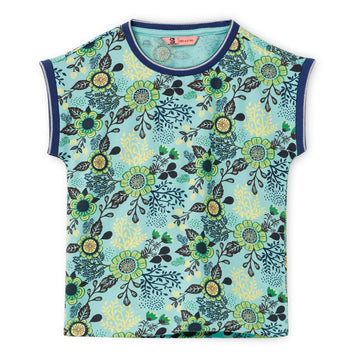 Blissberry Cotton Round Neck Tees for Girls Bbk-aw-t14 Blue