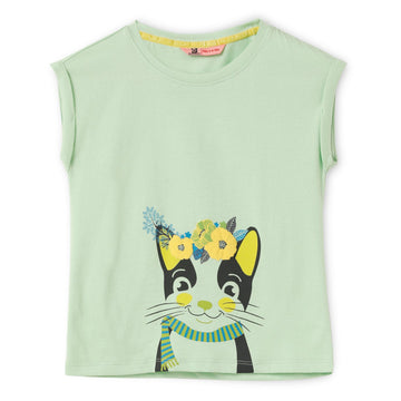 Blissberry Cotton Round Neck Tees for Girls Bbk-aw-t-04 Green