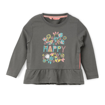 Blissberry Cotton Round Neck Tees for Girls Bbk-aw-s13 Grey