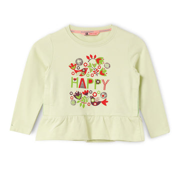 Blissberry Cotton Round Neck Tees for Girls Bbk-aw-s13 Green