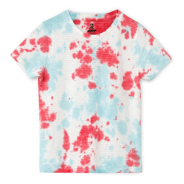 Blissberry Cotton Round Neck Tees for Girls Bbk-aw-t-16 Red/sky Blue