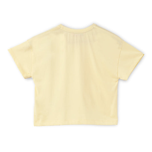 Blissberry Cotton Round Neck Tees for Girls Bbk-aw-t17 Yellow