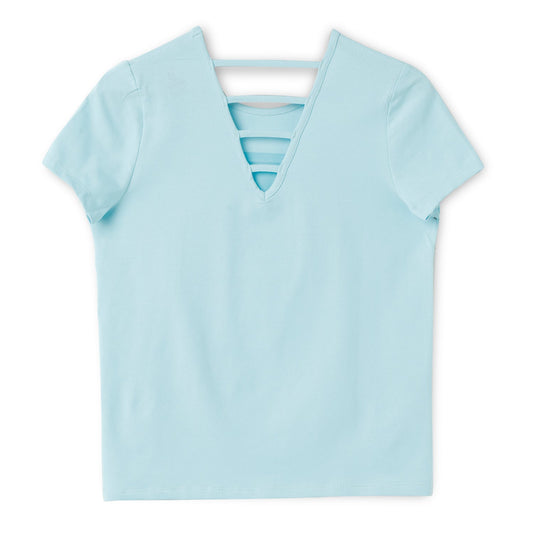 Blissberry Cotton Round Neck Tees for Girls Bbk-aw-t15 Blue