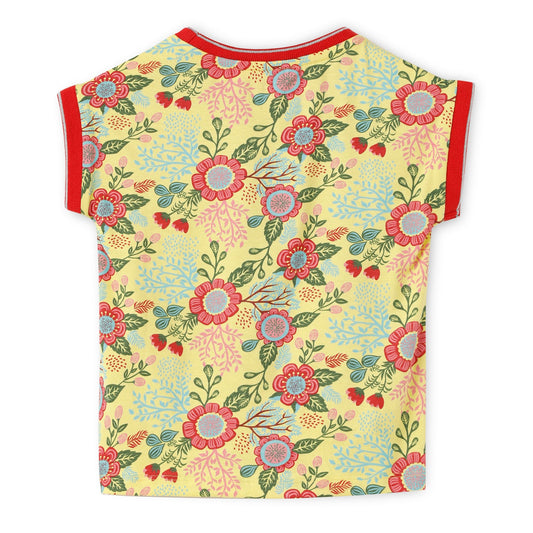 Blissberry Cotton Round Neck Tees for Girls Bbk-aw-t14 Yellow