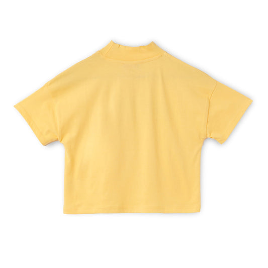 Blissberry Cotton Round Neck Tees for Girls Bbk-aw-t18 Yellow