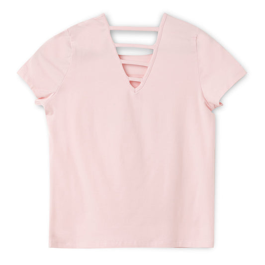 Blissberry Cotton Round Neck Tees for Girls Bbk-aw-t15 Pink