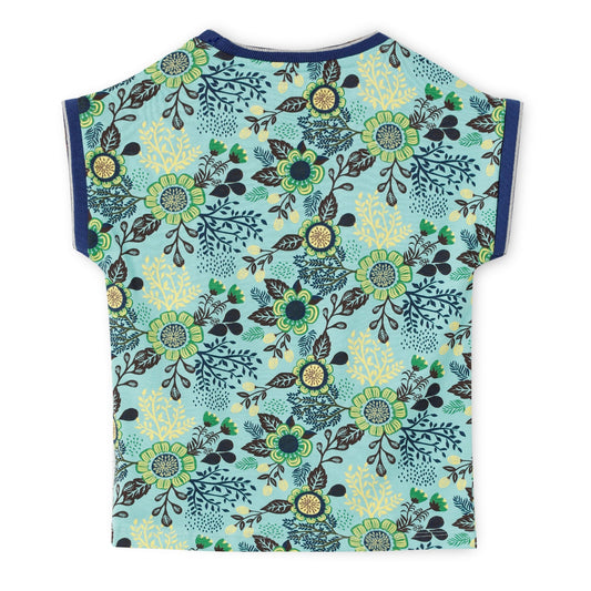 Blissberry Cotton Round Neck Tees for Girls Bbk-aw-t14 Blue