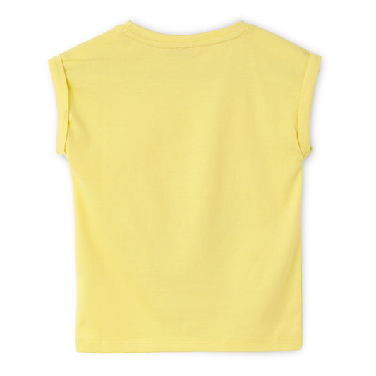 Blissberry Cotton Round Neck Tees for Girls Bbk-aw-t-04 Yellow