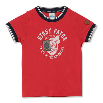 Kiddokio Round Neck Cotton T-shirt for boys Kdk-aw-t-03 Red