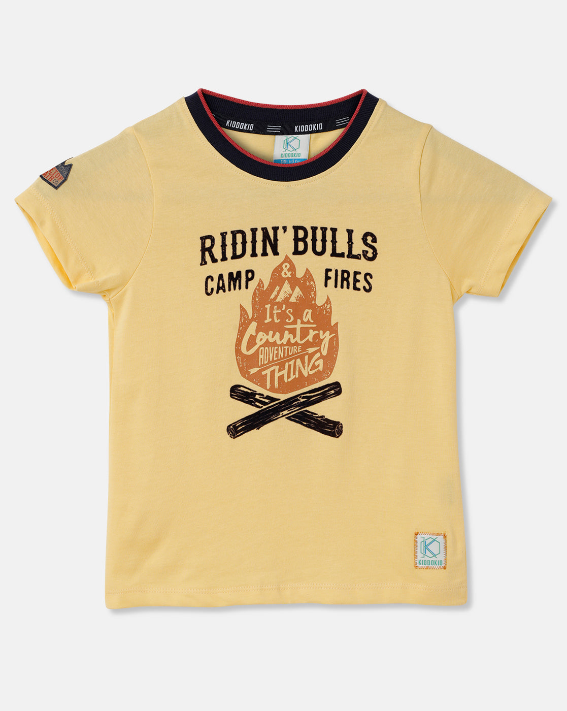 Kiddokio Round Neck Cotton T-shirt for boys Kdk-aw-t-01 Yellow