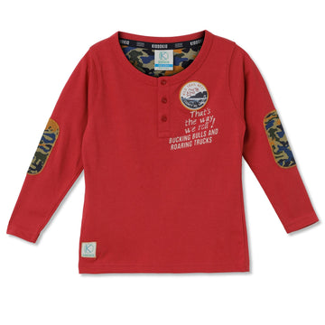 Kiddokio Round Neck Cotton T-shirt for boys Kdk-aw-t-02 Red