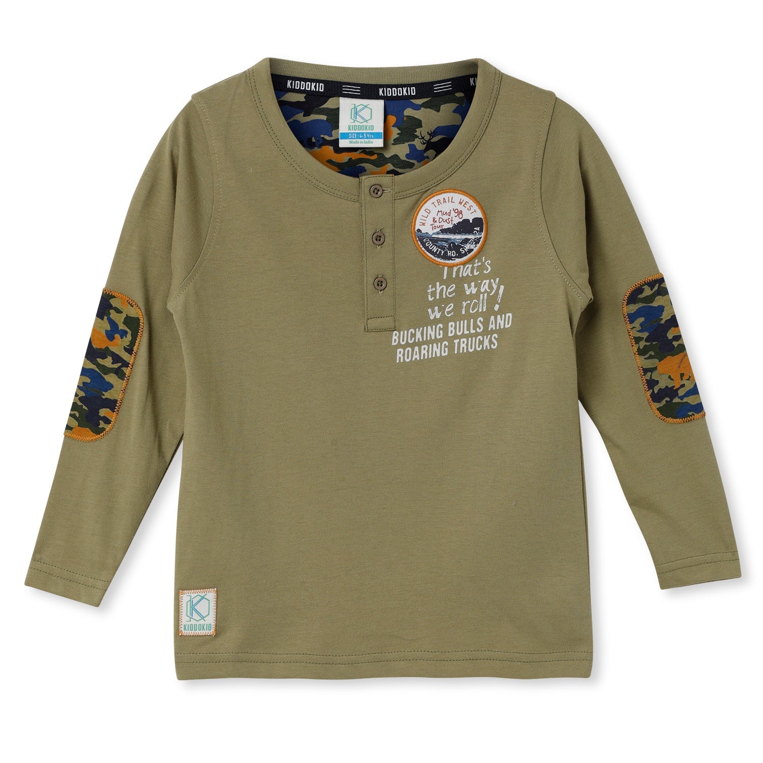 Kiddokio Round Neck Cotton T-shirt for boys Kdk-aw-t-02 Boa Green