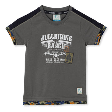 Kiddokio Round Neck Cotton T-shirt for boys Kdk-aw-t-11 Dark Grey