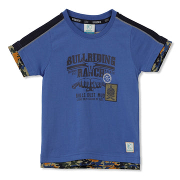 Kiddokio Round Neck Cotton T-shirt for boys Kdk-aw-t-11 Blue