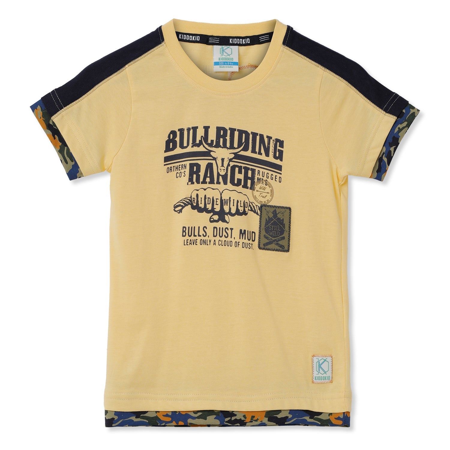 Kiddokio Round Neck Cotton T-shirt for boys Kdk-aw-t-11 Yellow