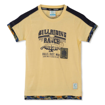 Kiddokio Round Neck Cotton T-shirt for boys Kdk-aw-t-11 Yellow