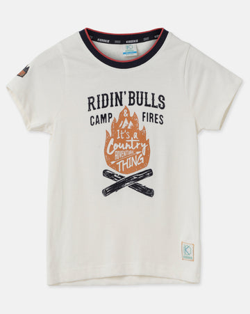 Kiddokio Round Neck Cotton T-shirt for boys Kdk-aw-t-01 Off White