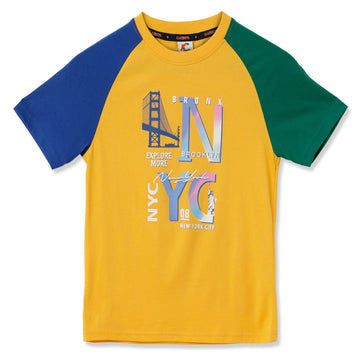 Claziboys Cotton Round Neck T Shirt for boys Clz-aw-t-02 Yellow