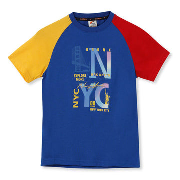 Claziboys Cotton Round Neck T Shirt for boys Clz-aw-t-02 Blue