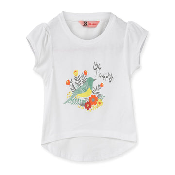 Blissberry Cotton Round Neck Tees for Girls Bbk-aw-t01 White