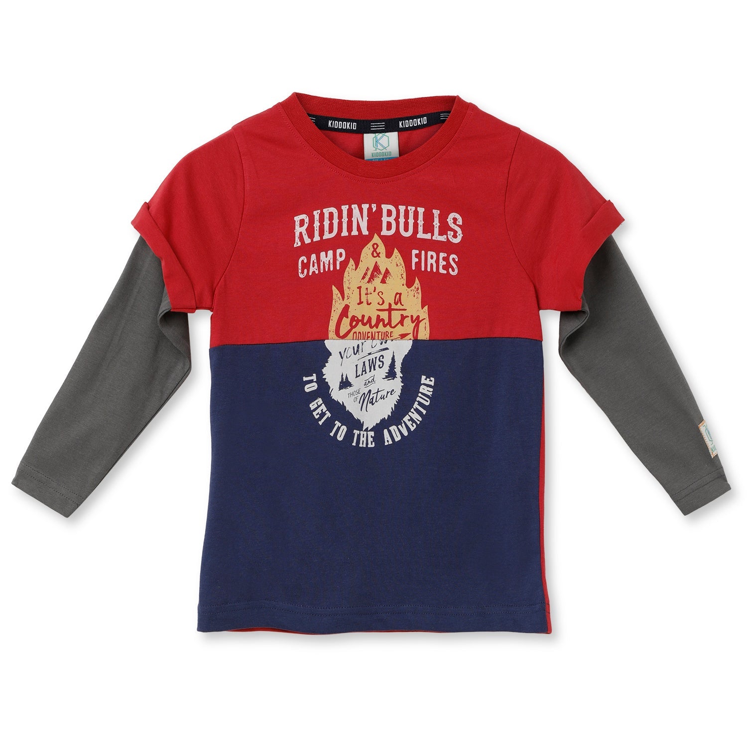 Kiddokio Round Neck Cotton T-shirt for boys Kdk-aw-t-04 Blue