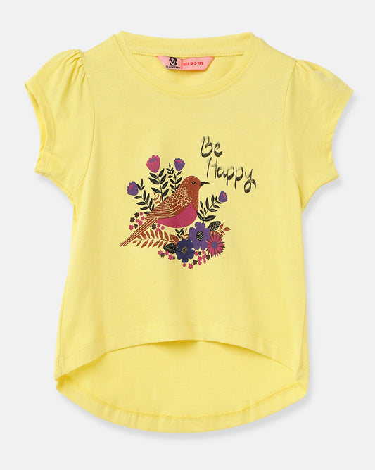 Blissberry Cotton Round Neck Tees for Girls Pack of 2 Pcs Bbk-aw-t01/02cbo  Yellow/green