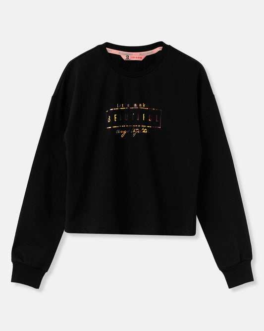 Blissberry Cotton Sweatshirt for Girls Bbk-aw-b26 Black/navy