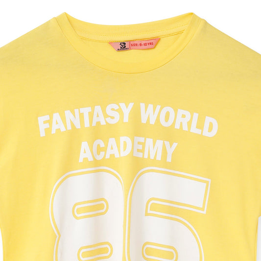 Blissberry Cotton Round Neck Tees for Girls Bbk-aw-t19 Yellow