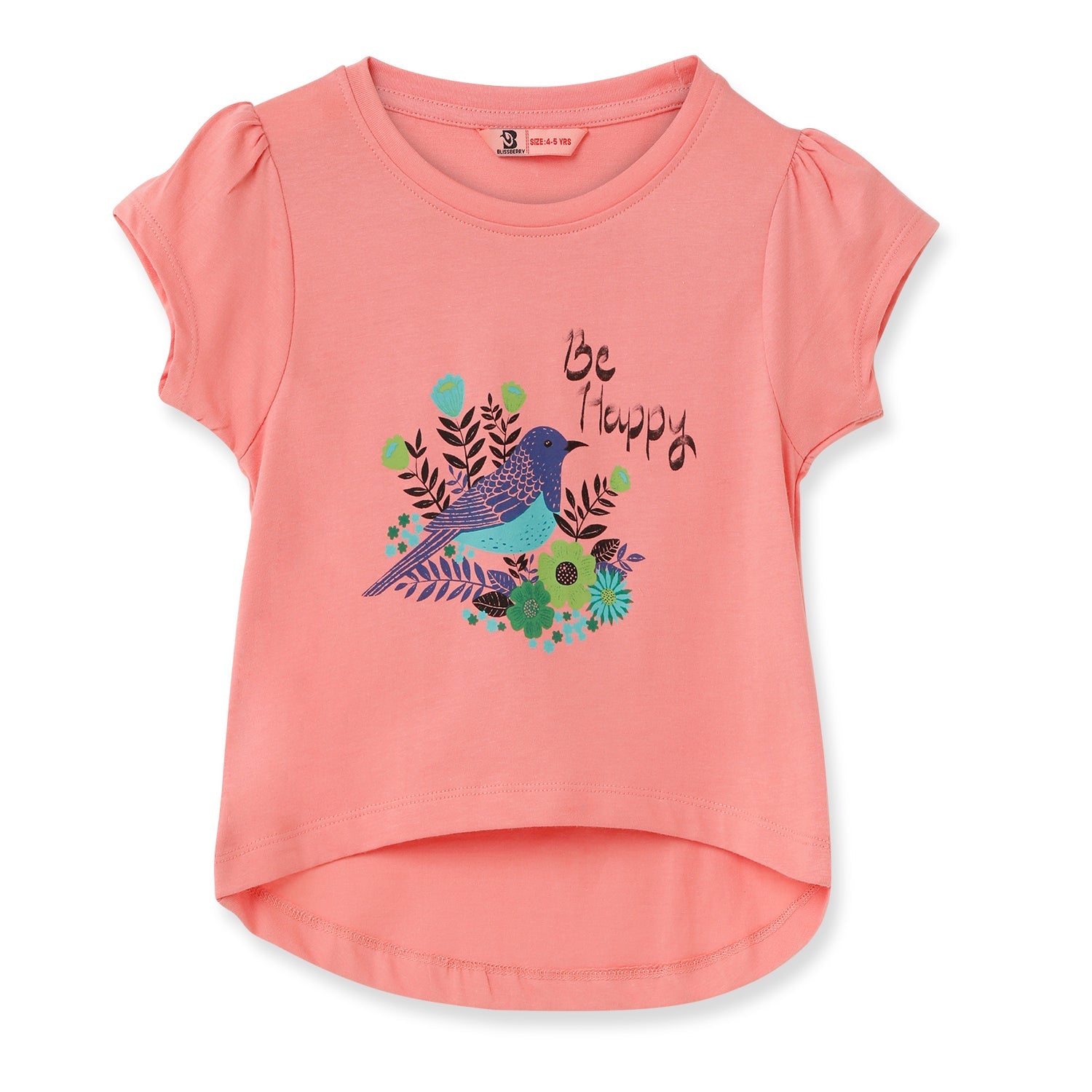 Blissberry Cotton Round Neck Tees for Girls Bbk-aw-t01 Pink