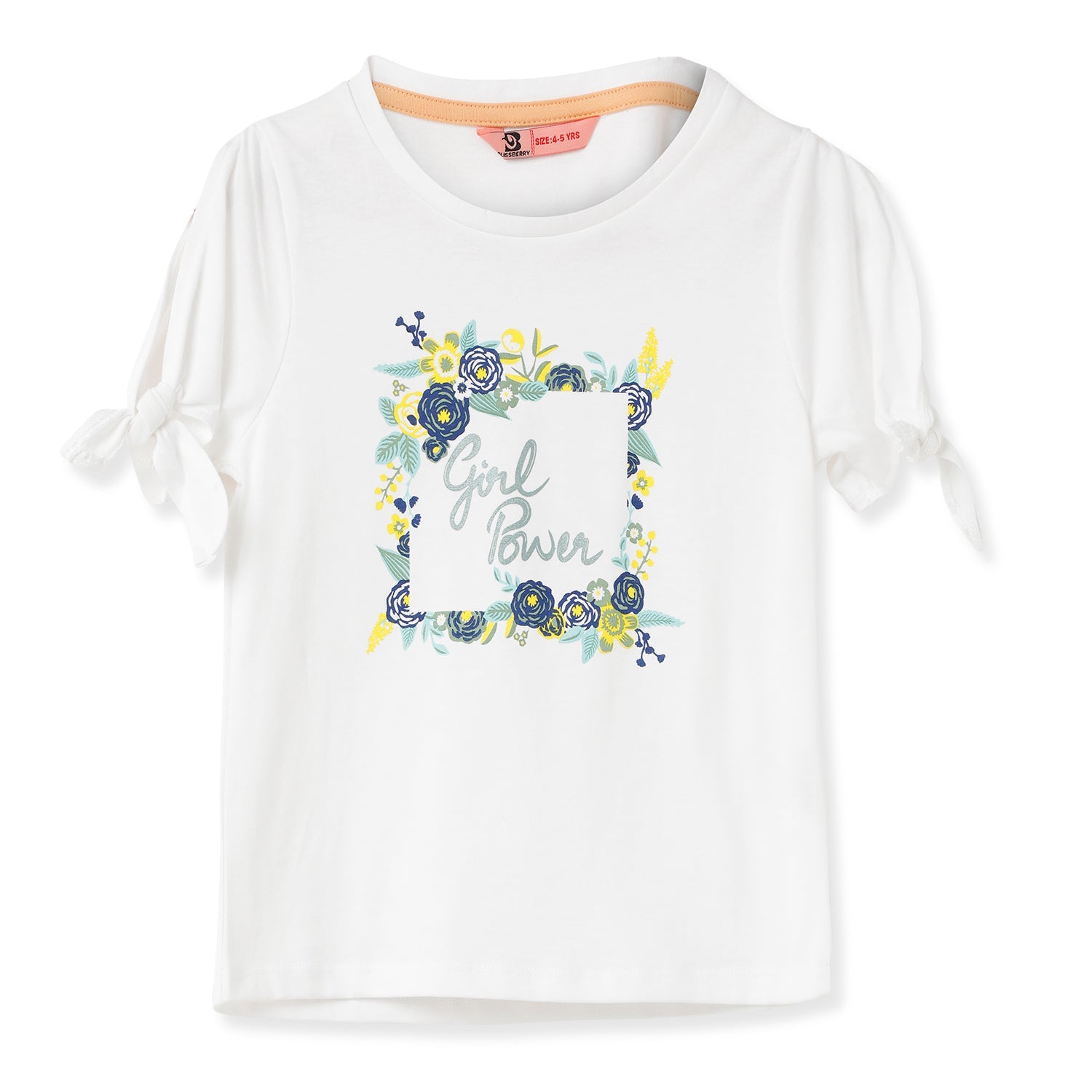 Blissberry Cotton Round Neck Tees for Girls Bbk-aw-t-02 White