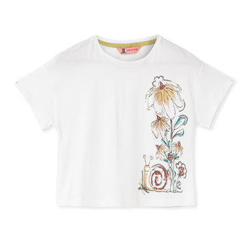 Blissberry Cotton Round Neck Tees for Girls Bbk-aw-t17 White