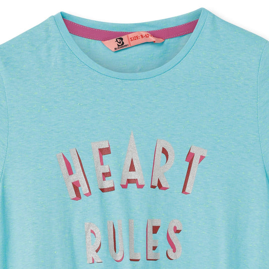 Blissberry Cotton Round Neck Tees for Girls Bbk-aw-t21 Blue